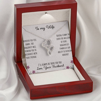 To My Wife Whenever You Feel Down - Love Husband Double Hearts Necklace