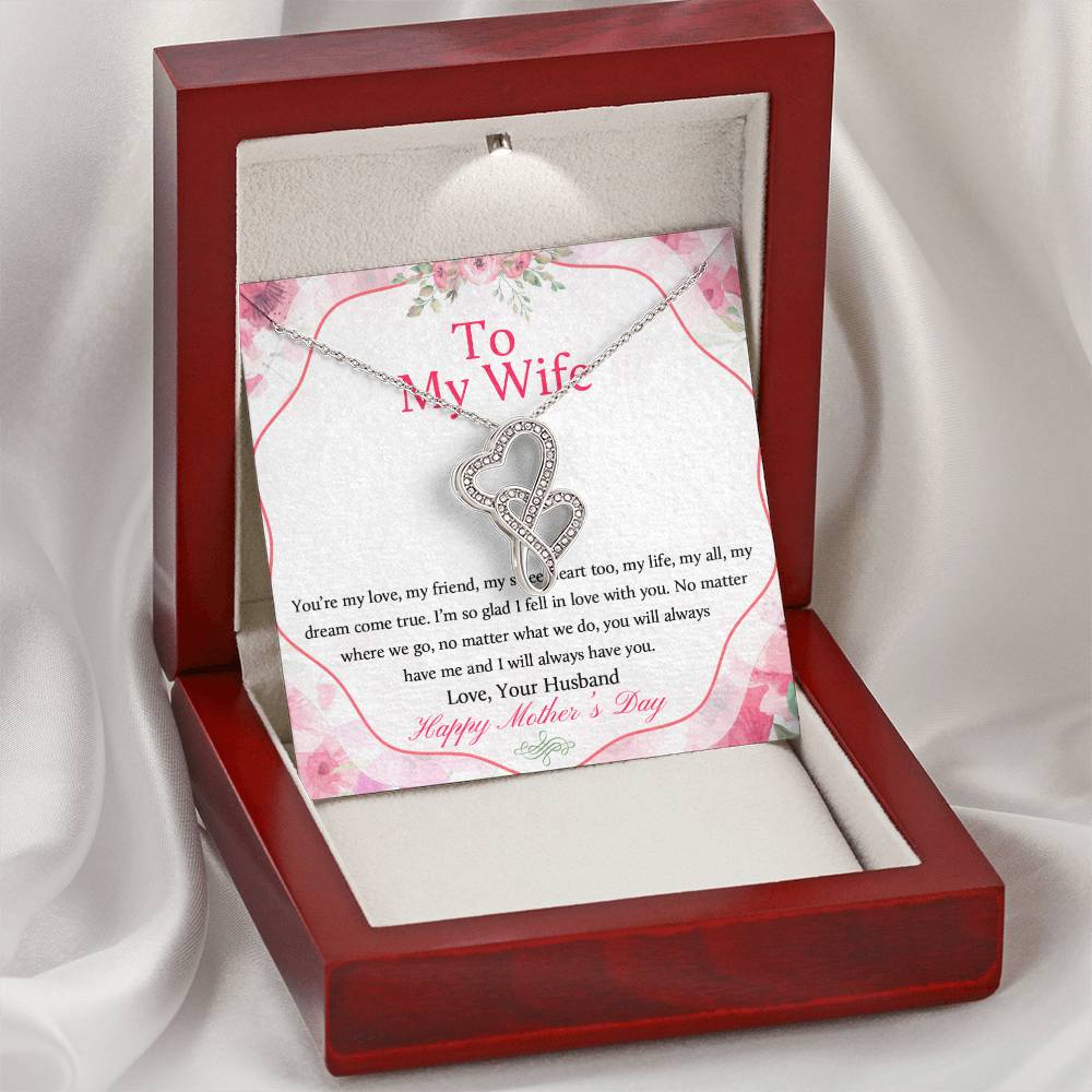 To My Wife Mother's Day Necklace - Happy Mother's Day - To My Wife Necklace Anniversary Gift For Wife Gift For Wife Ne Double Hearts Necklace
