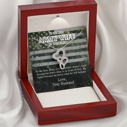 To The Best Army Wife In The World - Double Hearts Double Hearts Necklace