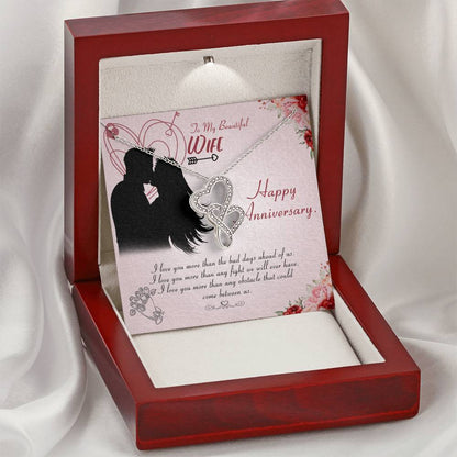 Anniversary Gift For Wife From Husband Double Hearts Necklace