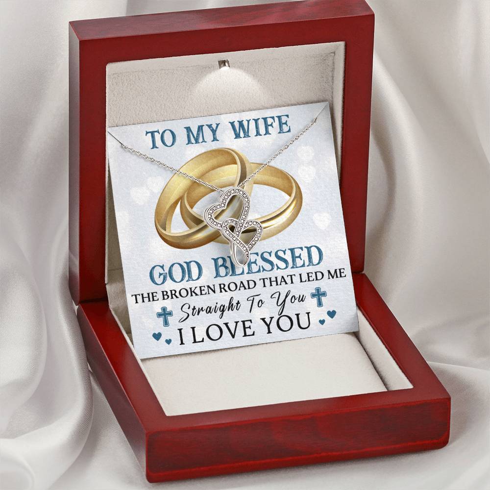 To My Wife Double Hearts Necklace