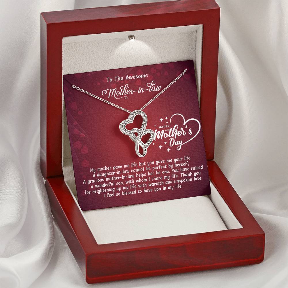 Double Heart Necklace - For Mother In Law Double Hearts Necklace