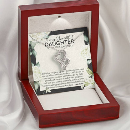 Bride Gift From Mom To Daughter On Wedding Day Gift For Daughter On Wedding Day From Mother Wedding Necklace Gift To D Double Hearts Necklace