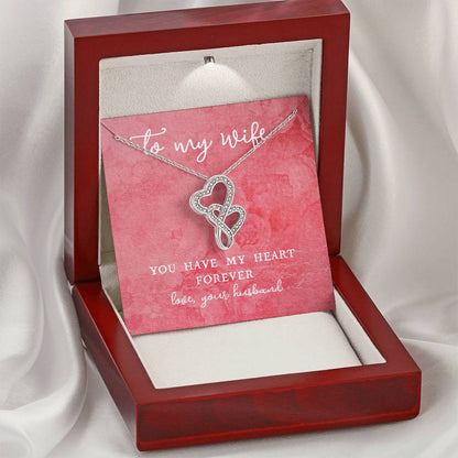 To Wife From Husband  Valentine's Day Anniversary Romantic Gift For Her Double Hearts Necklace