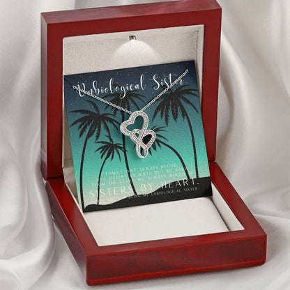 Unbiological Sister Necklace Unbiological Sister Gift Best Friend Necklace Big Little Sorority Soul Sister Bridesmaid  Double Hearts Necklace