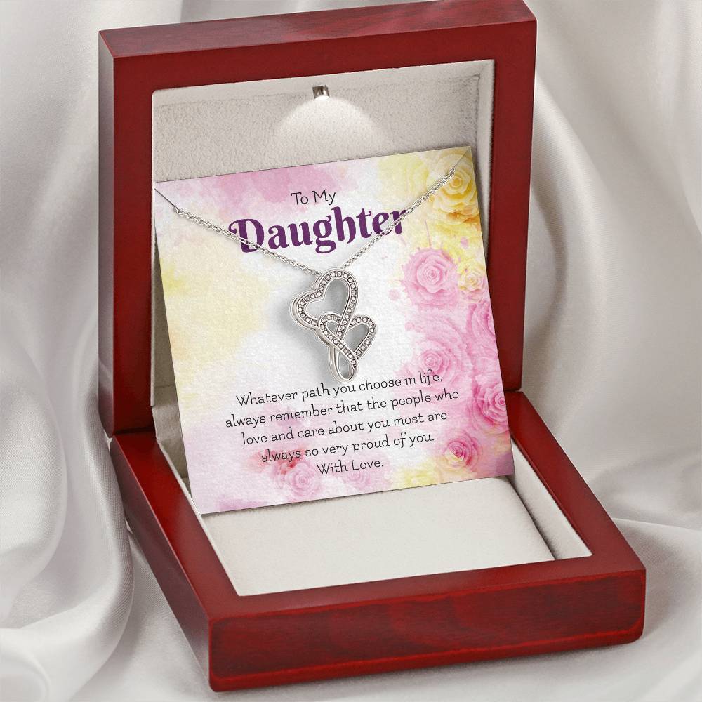 For Daughter 2 Double Hearts Necklace