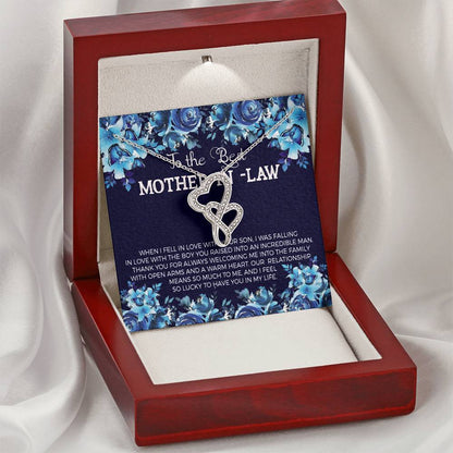 To The Best Mother In Law Double Hearts Necklace
