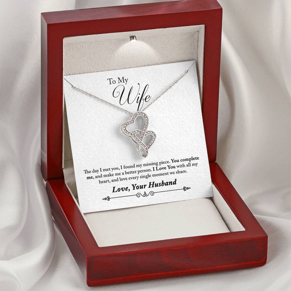 To My Wife Hearts Double Hearts Necklace
