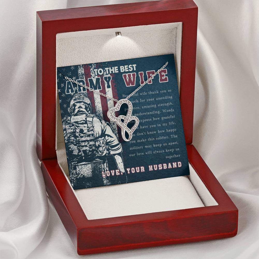 To The Best Army Wife - Double Hearts 1 Double Hearts Necklace