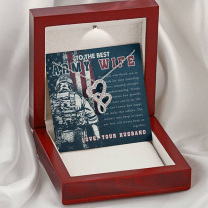 To The Best Army Wife - Double Hearts 1 Double Hearts Necklace