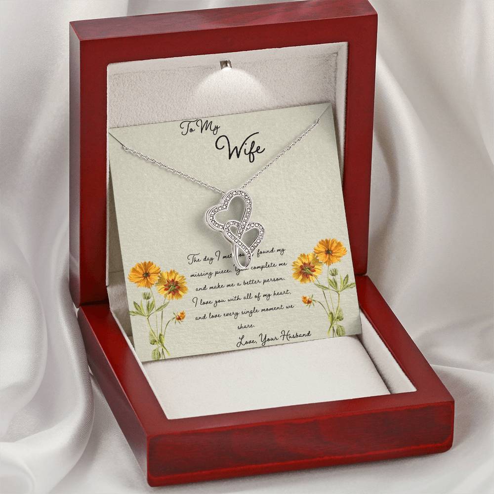 To My Wife The Day I Met You Double Hearts Necklace