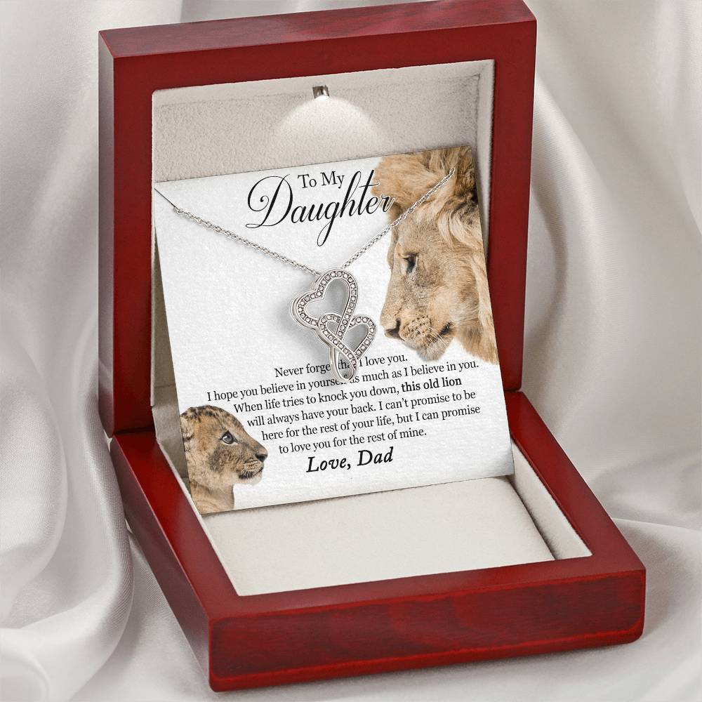 Dad Daughter Gift This Old Lion Will Always Have Your Back Daughter Necklace Necklace For Daughter From Father Double Hearts Necklace