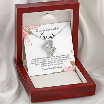 Dear Wife Happy Anniversary - Double Hearts - Love Your Husband - Wife Christmas Gift From Husband Wife Christmas Gift 2 Double Hearts Necklace