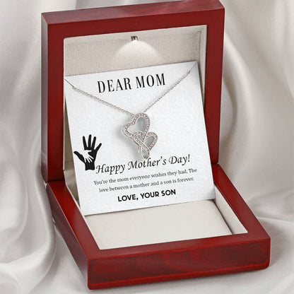 Dear Mom - Happy Mother’S Day -  Double Hearts Necklace