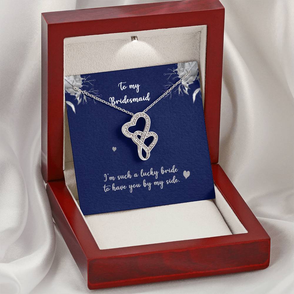 Bridesmaid Lucky Bride Double Hearts Double Hearts Necklace