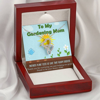 Gardening Mom Mothers Day Gift From Daughter Or Son Double Hearts Necklace