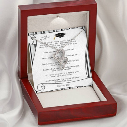 Daughter Graduation  Proud Parent Double Hearts Necklace