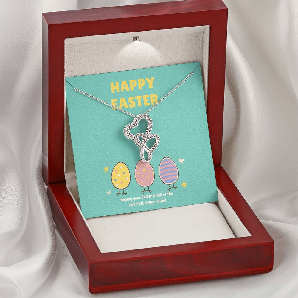 Collection Granddaughter - Hoping Your Easter Is Full Of The Sweetest Things Double Hearts Necklace
