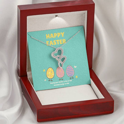 Collection Granddaughter - Hoping Your Easter Is Full Of The Sweetest Things Double Hearts Necklace