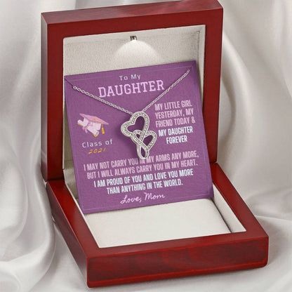 Daughters Graduation Necklace 2 Double Hearts Necklace