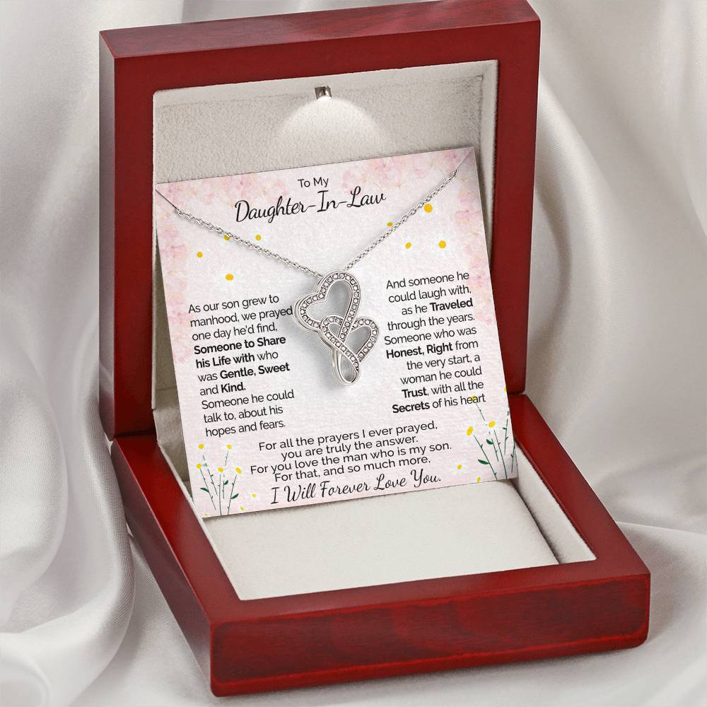 A Gift For Daughter In Law  - You Are Truly The Answer 1 Double Hearts Necklace