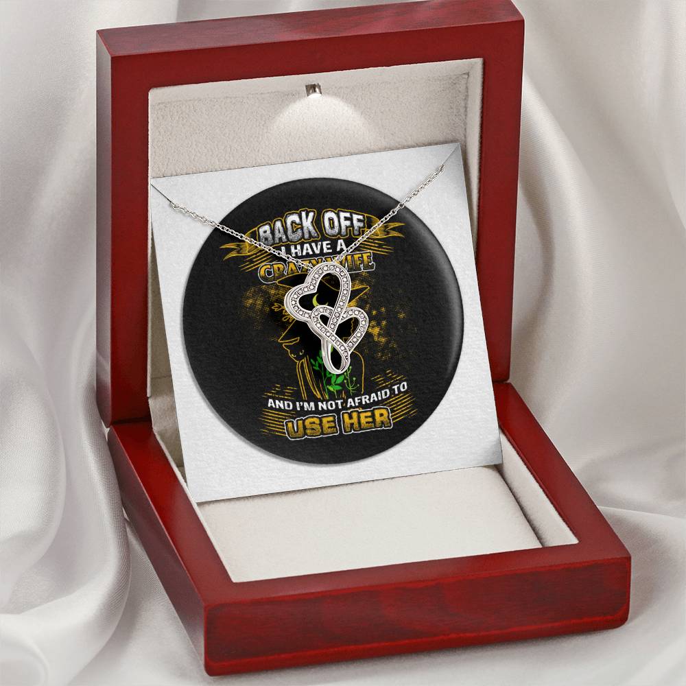 Back Off I Have A Crazy Wife Double Hearts Necklace