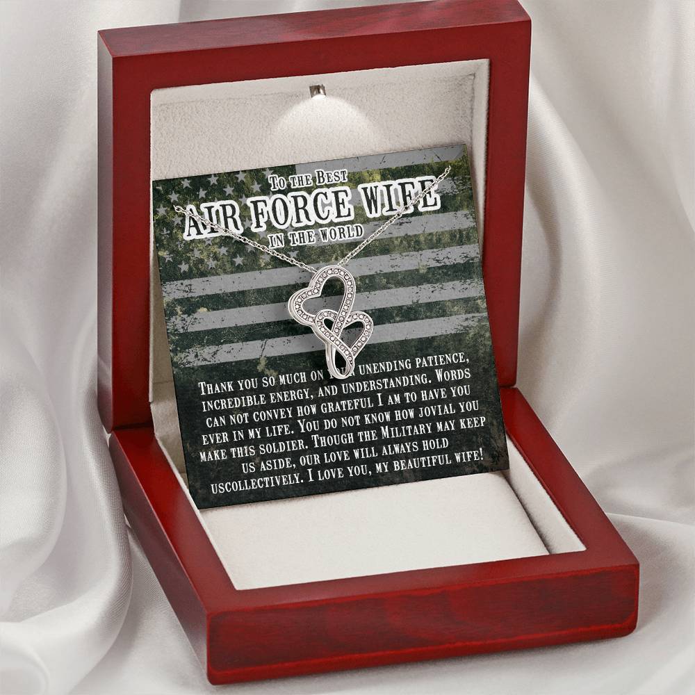 Air Force Wife Double Hearts Necklace