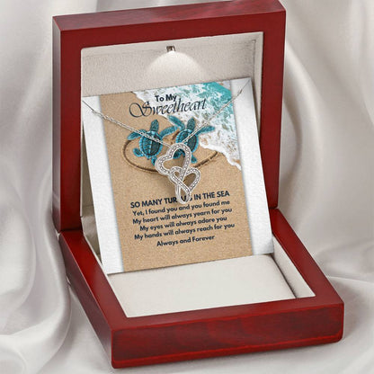 Turtle Love   Double Hearts Necklace