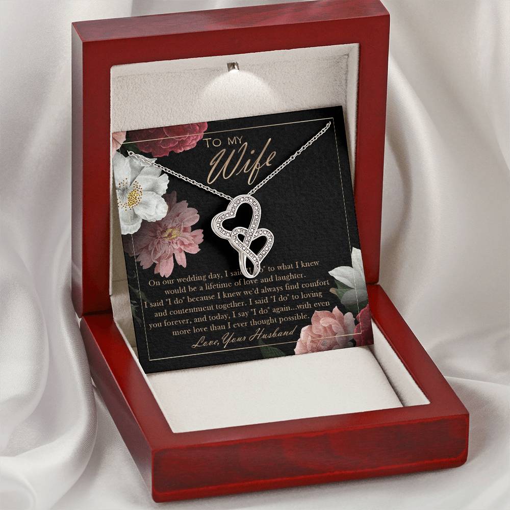 To My Wife Wedding Anniversary Gift - Double Heart Wife Of The Bride Necklace Wife Of The Bride Gift From Husband - We Double Hearts Necklace