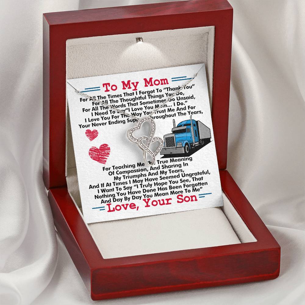 Trucker's Mom -  Double Hearts Necklace