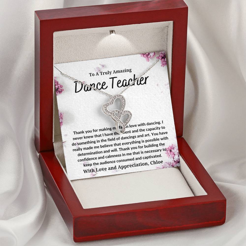 Dance Teacher - Double Heart Double Hearts Necklace