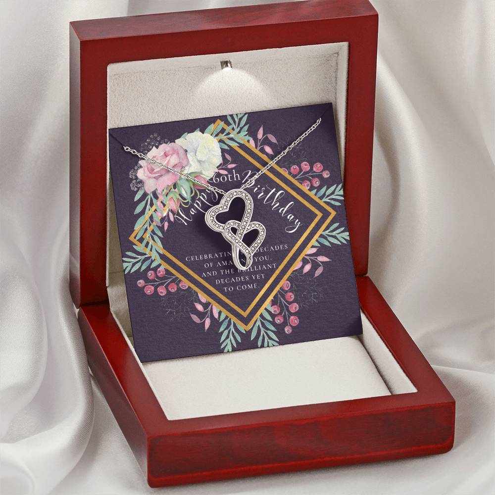 60Th Birthday Gifts For Women  Necklace For Her  6 Decade Jewelry  60 Years Old  60Th Birthday Gift Necklace  Jewelry  Double Hearts Necklace