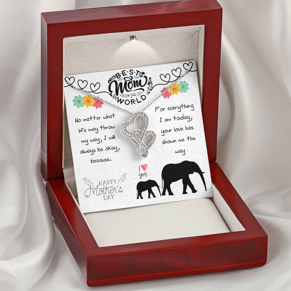 Best Mom In The World Happy Mother's Day Double Hearts Necklace