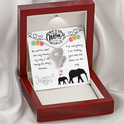 Best Mom In The World Happy Mother's Day Double Hearts Necklace