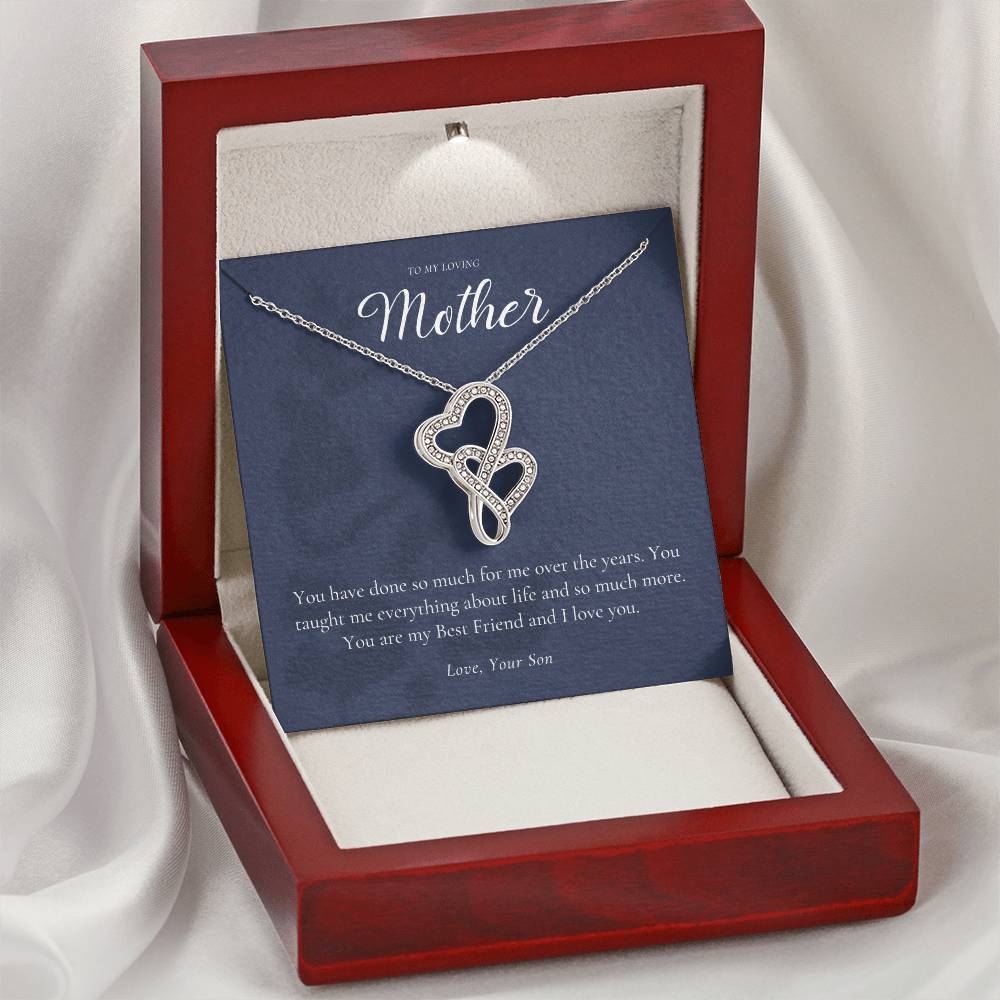 Gift For Mom From Son  Mother Necklace From Son  Mother's Day Gift  Best Mom Gift  Mother's Birthday Gift Double Hearts Necklace