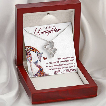Gift For Daughter From Mom - Daughter Mother Necklace - Giraffe Necklace - Mother And Daughter - Mom Gifts From Daught 3 Double Hearts Necklace