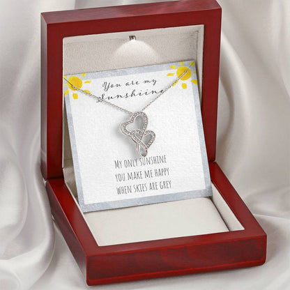You Are My Sunshine Double Hearts Necklace