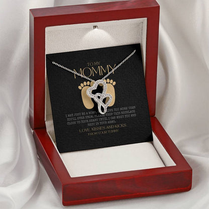 Baby Shower Gift New Mommy Necklace Pregnant Wife Gift To My Mommy I May Just Be A Bump But I Love You More Than You E Double Hearts Necklace