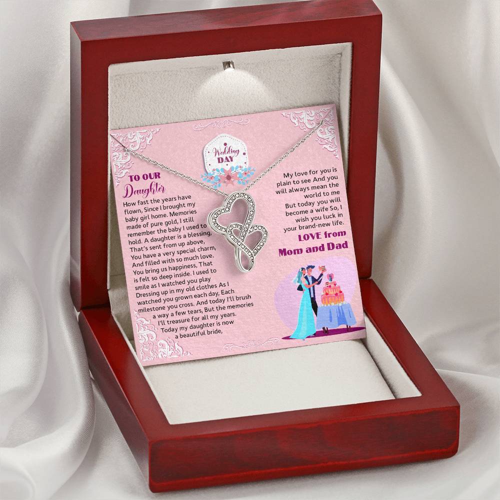 For Your Daughter On Special Wedding Day Double Hearts Necklace