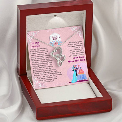For Your Daughter On Special Wedding Day Double Hearts Necklace
