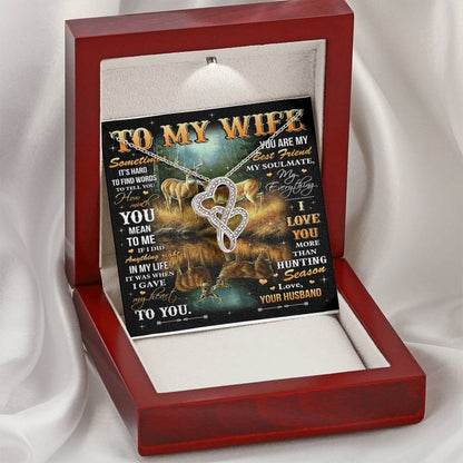 To My Wife-Double Joined Hearts Pendant Double Hearts Necklace