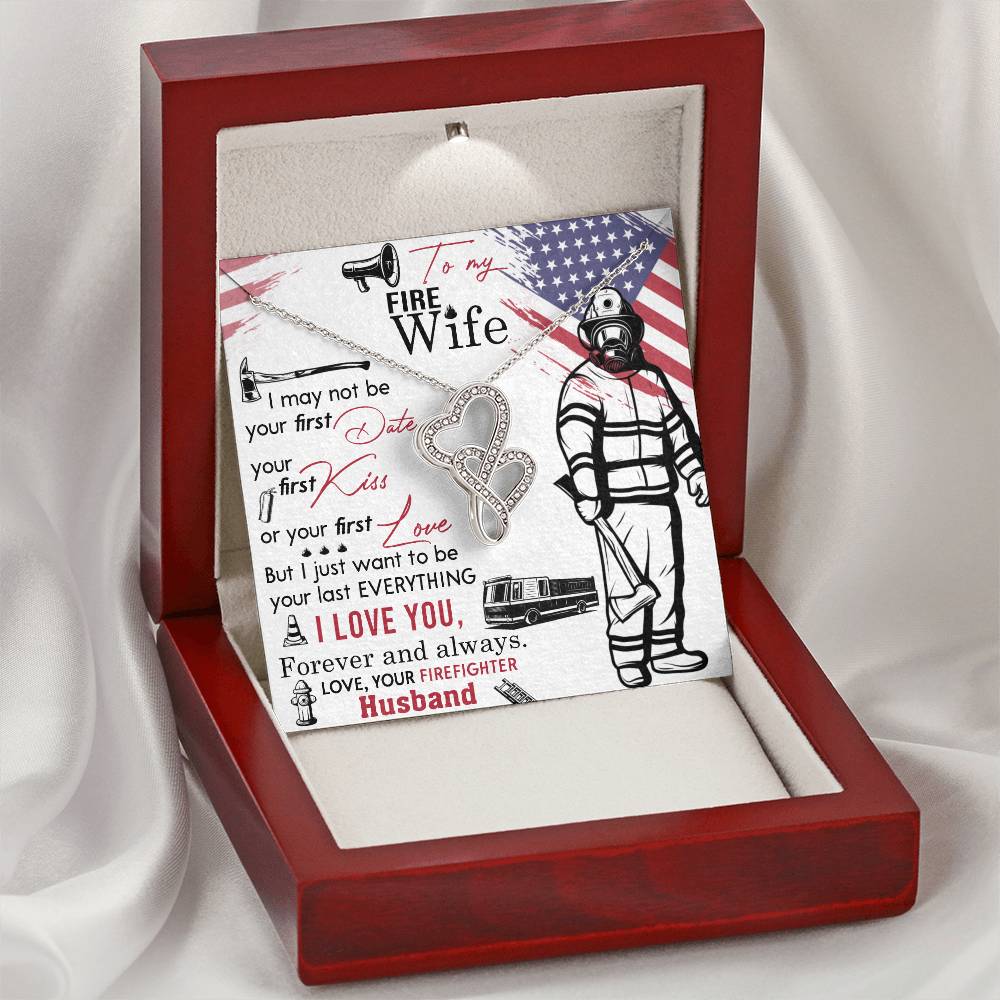 Double Heart Love Necklace - Best Necklace For Firefighter Wife Double Hearts Necklace