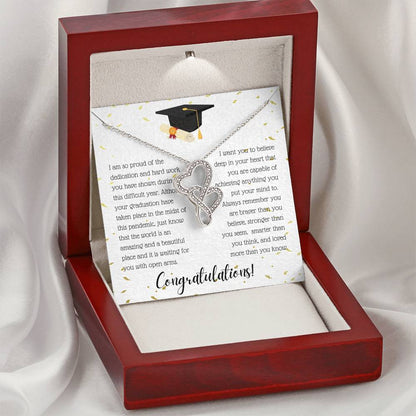 A Beautiful Girl On Her Graduation Day Necklace - Graduation Gift Necklace - Graduation Gift For Her - College Graduat Double Hearts Necklace