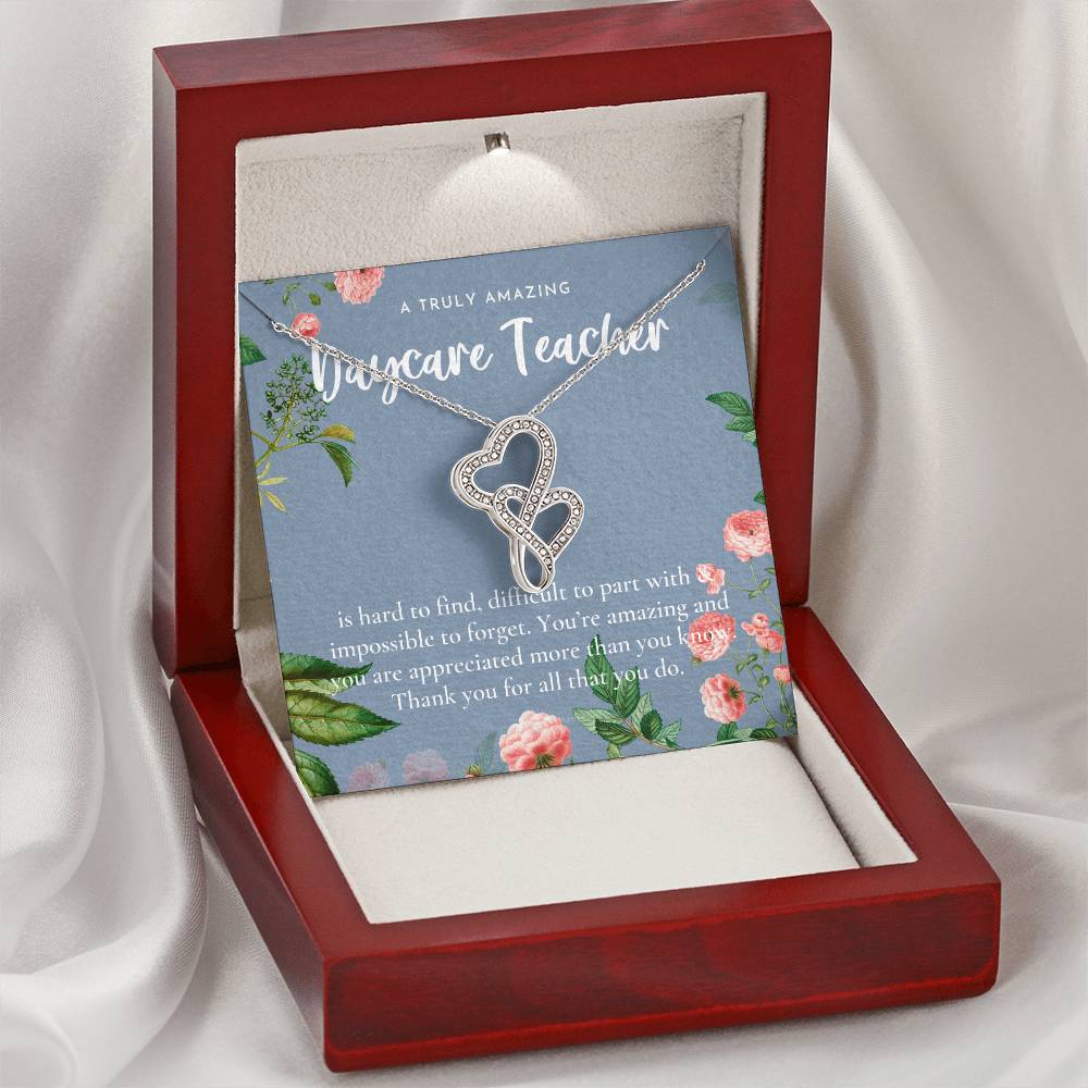 Daycare Teacher Gift For Daycare Provider Gifts Daycare Thank You Gifts Preschool Teacher Gift Thank You Gift Daycare 1 Double Hearts Necklace