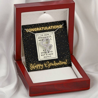 Congratulations I Am So Proud Of You Birthstone Necklace - Graduation Gift Necklace Graduation Gift For Her College Gr Double Hearts Necklace