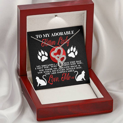 Gift For Her Kitten Lady My Dreams Came True The Day I Met You  Double Hearts Necklace