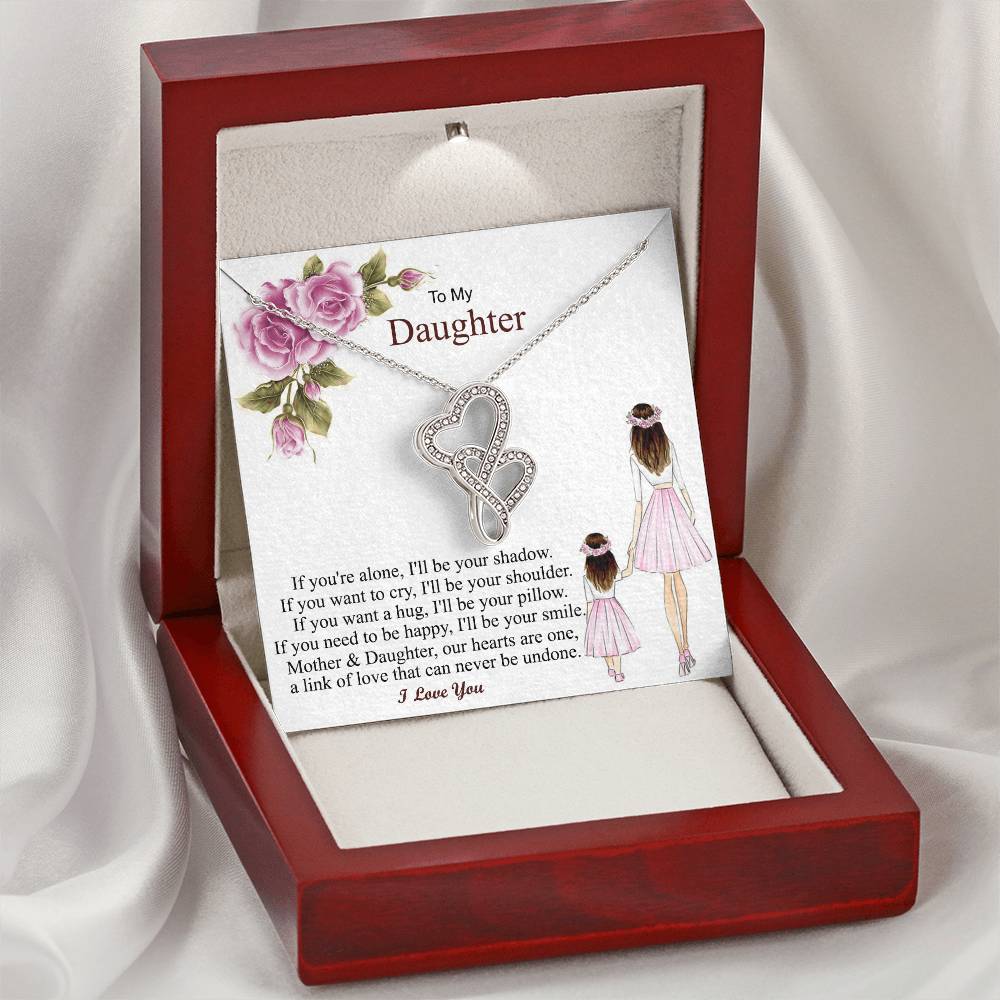 Gift For Daughter From Mon Daughter - Necklace Double Hearts Necklace