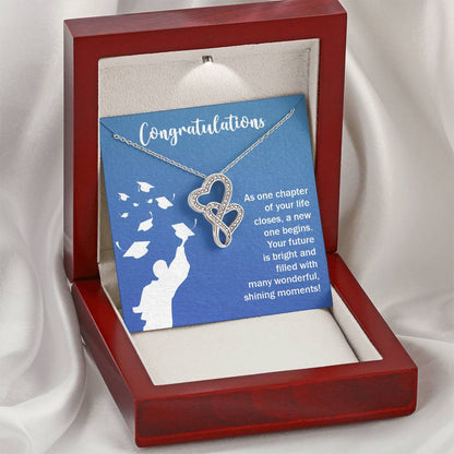 Congratulations Class Of 2021 Double Hearts Necklace