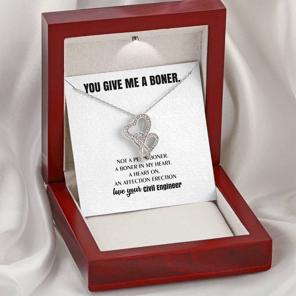 You Give Me A Heart Boner An Affection Erection  Funny & Sarcastic Love For Her Mature Best Fu 9 Double Hearts Necklace