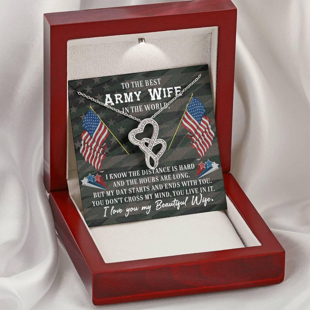 To The Best Army Wife In The World Necklace Gift Anniversary Gift Gifts For Her Christmas Gift  Double Hearts Necklace